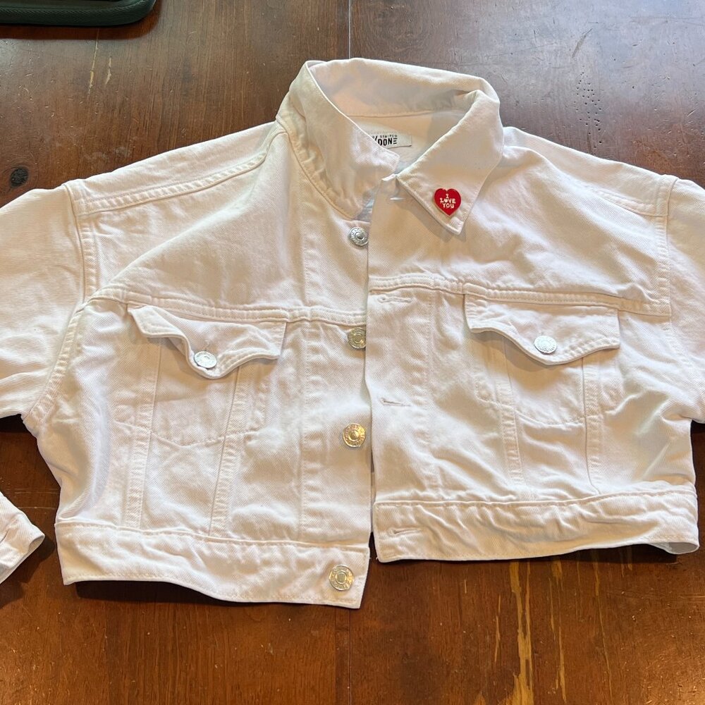 Solid & Striped x Re/Done Hollywood white cropped denim jean jacket Size S